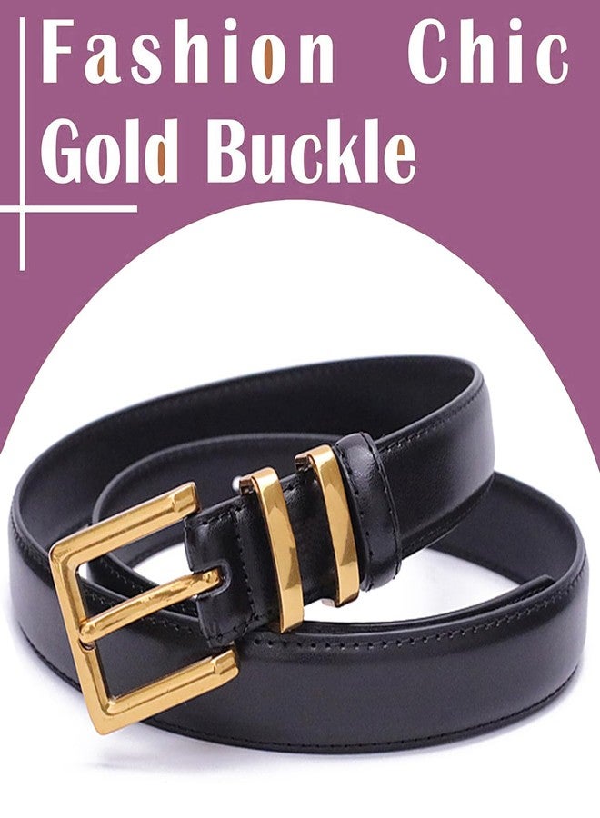 ALAIX Women's Leather Belt for Jeans Pants Fashion Ladies Belt with Gold Buckle Elegant Thin Waist Dress Belts for Women - Image 5